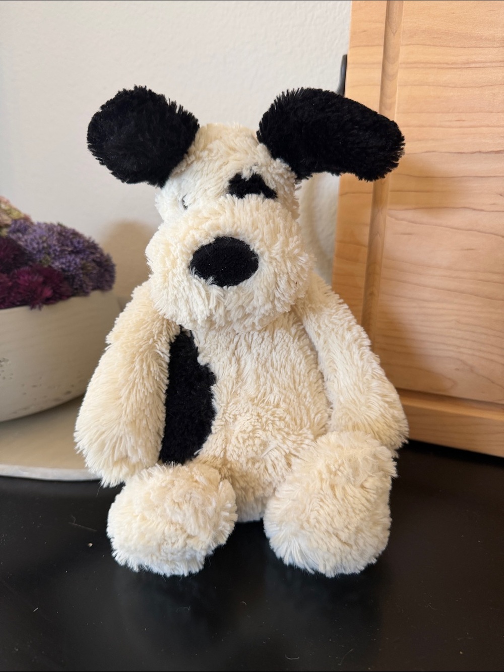 Jellycat Cream and Black Plush Bashful Puppy